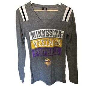 Minnesota Vikings NFL Women's S Gray Long Sleeve Shirt W/ Viktor the Viking Logo